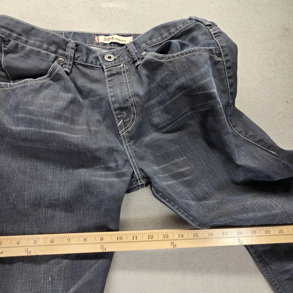 Vintage Levis 504 Jeans Mens 33x32 Blue Straight Engineered Dark Wash Whiskers